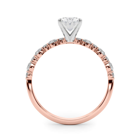Rose gold Oval Diamond Prong Set Engagement Ring with Pave Band