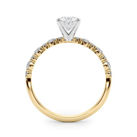 Yellow gold Oval Diamond Prong Set Engagement Ring with Pave Band