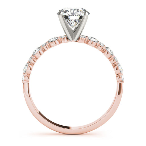 Rose gold Heart Diamond Prong Set Engagement Ring with Pave Band