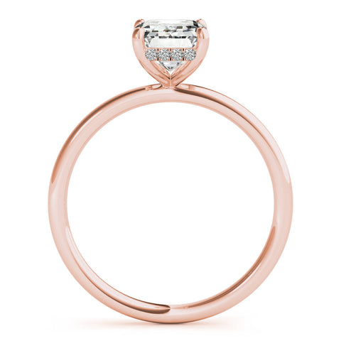 Rose gold Radiant Cut Solitaire Engagement Ring with Four-Prong Setting and Classic Band