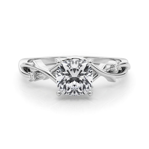 White gold Cushion Solitaire Twisted Band Prong Setting Ring