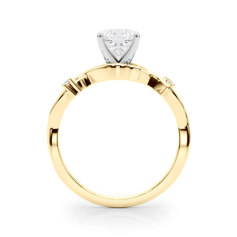 Yellow gold Fancy Green Cushion cut Solitaire Twisted Band Prong Setting Ring