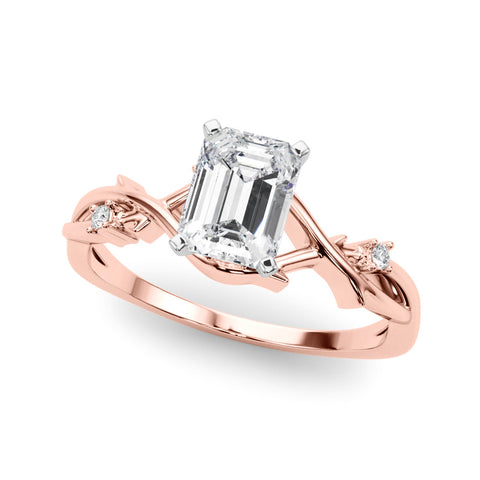 Rose gold Radiant Solitaire Twisted Band Prong Setting Ring