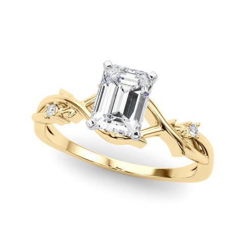 Yellow gold Radiant Solitaire Twisted Band Prong Setting Ring