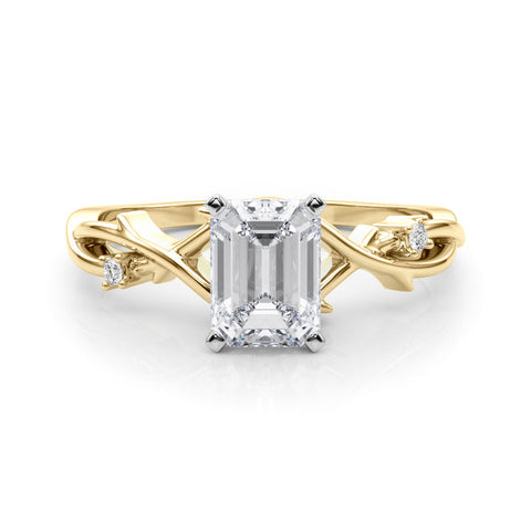 Yellow gold Radiant Solitaire Twisted Band Prong Setting Ring