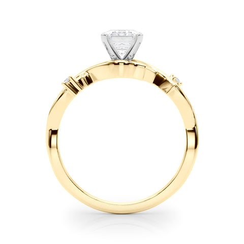 Yellow gold Radiant Solitaire Twisted Band Prong Setting Ring