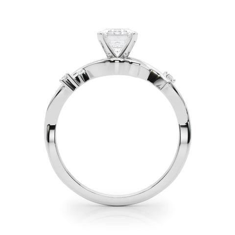 Platinum Emerald Solitaire Twisted Band Prong Setting Ring