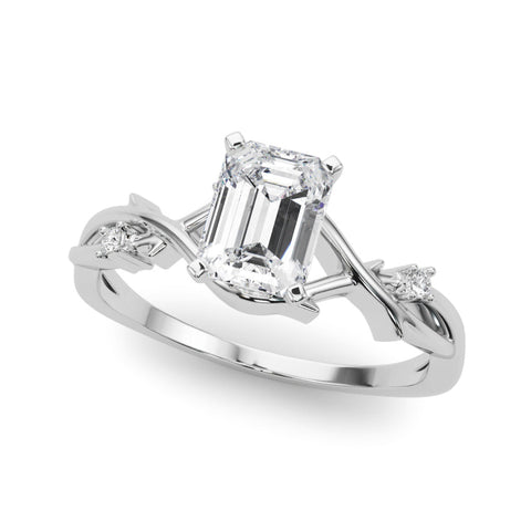 White gold Radiant Solitaire Twisted Band Prong Setting Ring