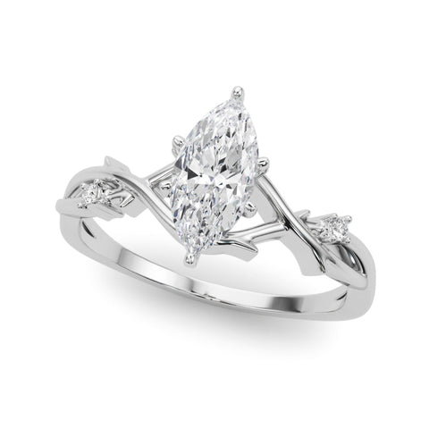 Platinum Marquise Solitaire Twisted Band Prong Setting Ring