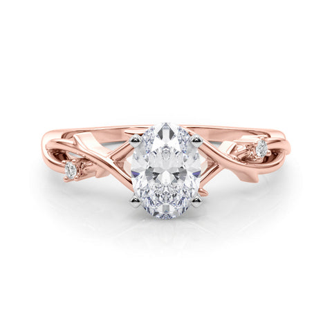 Rose gold Oval Solitaire Twisted Band Prong Setting Ring