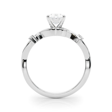 White gold Oval Solitaire Twisted Band Prong Setting Ring