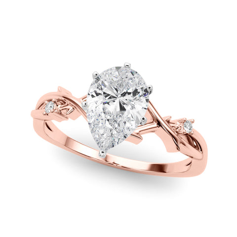 Rose gold Pear Solitaire Twisted Band Prong Setting Ring