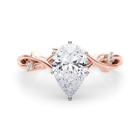 Rose gold Pear Solitaire Twisted Band Prong Setting Ring