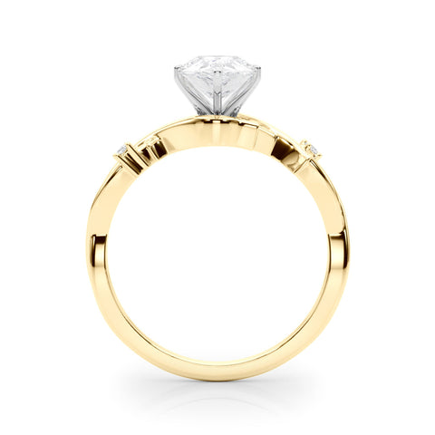 Yellow gold Pear Solitaire Twisted Band Prong Setting Ring