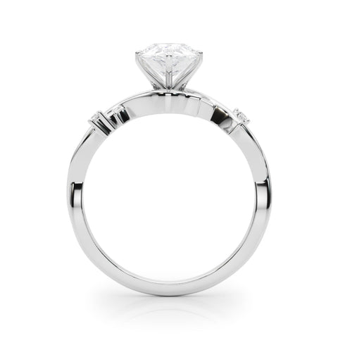 White gold Pear Solitaire Twisted Band Prong Setting Ring