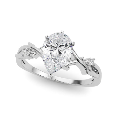 White gold Pear Solitaire Twisted Band Prong Setting Ring