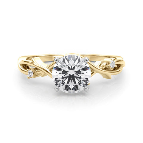 Yellow gold Heart Solitaire Twisted Band Prong Setting Ring