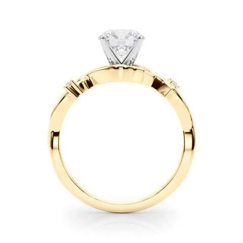 Yellow gold Heart Solitaire Twisted Band Prong Setting Ring