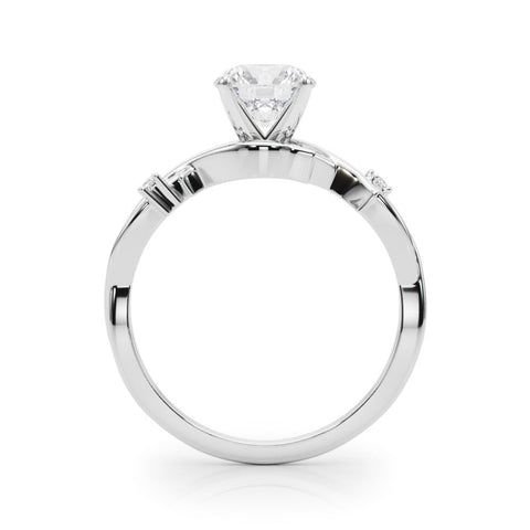 Platinum Round Solitaire Twisted Band Prong Setting Ring
