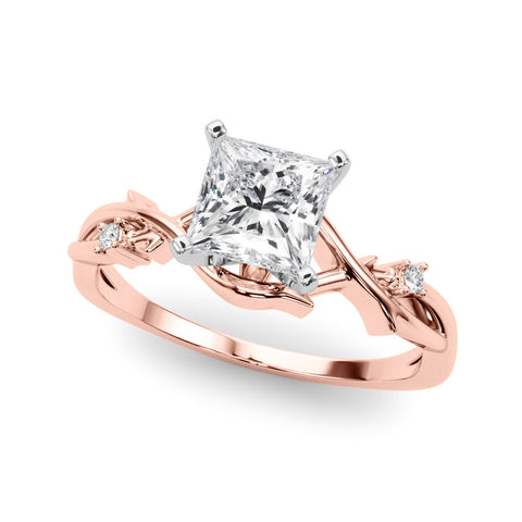 Rose gold Princess Solitaire Twisted Band Prong Setting Ring