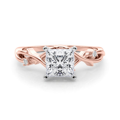 Rose gold Princess Solitaire Twisted Band Prong Setting Ring