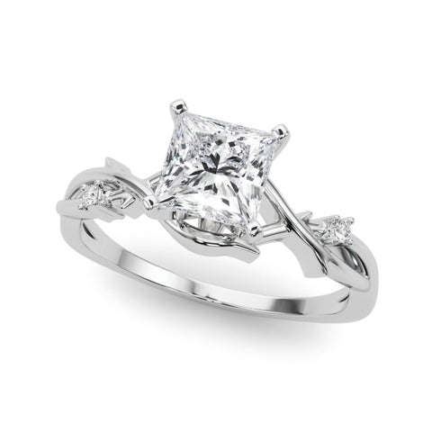 Silver Princess Solitaire Twisted Band Prong Setting Ring