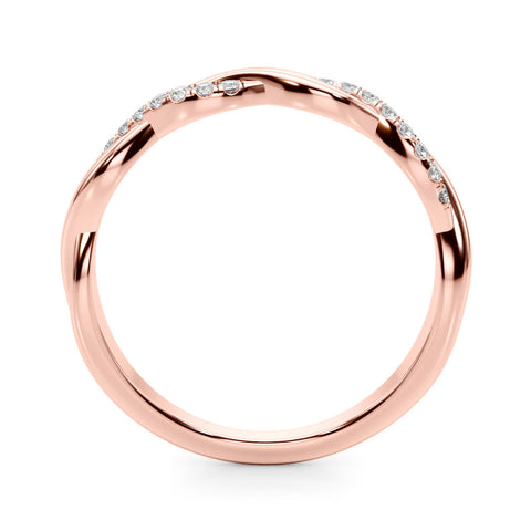 Rose gold Twisted Pave Round Diamond Infinity Band with Shared Prong Setting