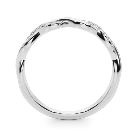 White gold Twisted Pave Round Diamond Infinity Band with Shared Prong Setting