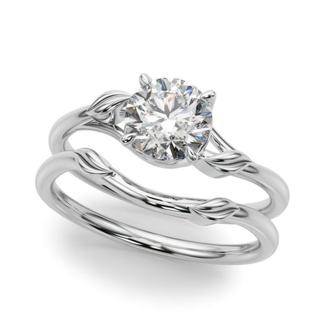 Platinum Round Solitaire Twist Band with Four-Prong Setting