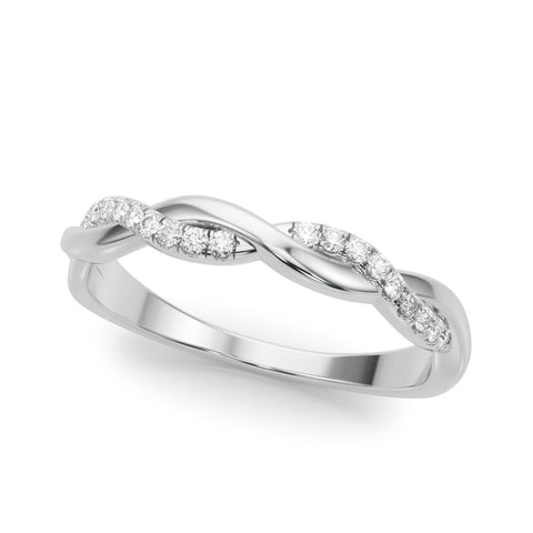 Silver Twisted Pave Round Diamond Infinity Band