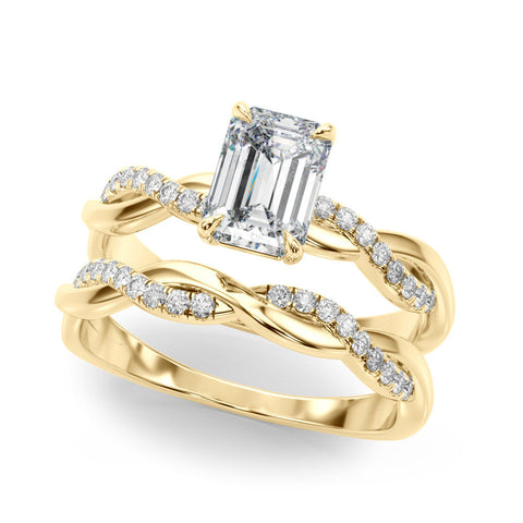 Yellow gold Round Cut Diamond Twist Band Solitaire with Prong Setting