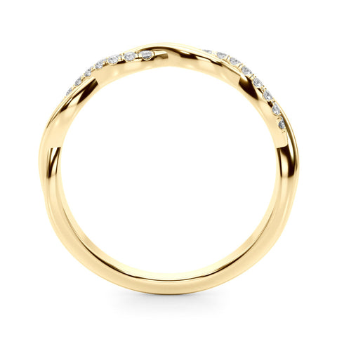 Yellow gold Twisted Pave Round Diamond Infinity Band with Channel Setting
