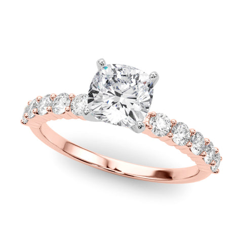 Rose gold Pear Diamond Pavé Band Solitaire with Four-Prong Setting