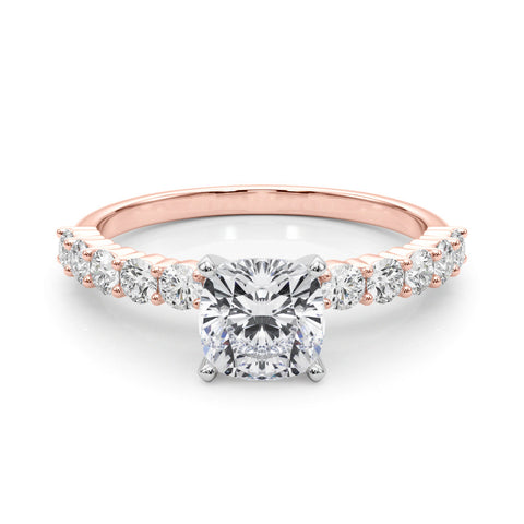 Rose gold Marquise Diamond Pavé Band Solitaire with Four-Prong Setting