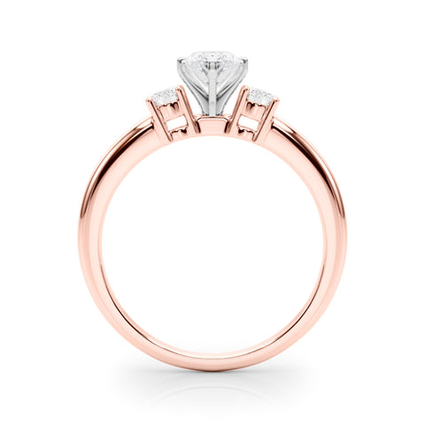 Rose gold Three-Stone Marquise Cut Diamond Solitaire with Prong Setting and Classic Band