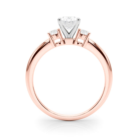 Rose gold Three-Stone Oval Cut Diamond Solitaire with Prong Setting and Classic Band
