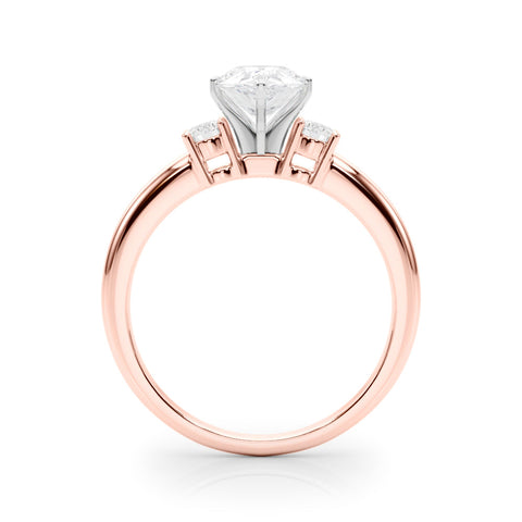 Rose gold Three-Stone Pear Cut Diamond Solitaire with Prong Setting and Classic Band
