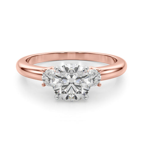 Rose gold Three-Stone Heart Cut Diamond Solitaire with Prong Setting and Classic Band