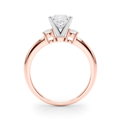 Rose gold Three-Stone Princess Cut Diamond Solitaire with Prong Setting and Classic Band