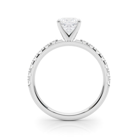 Silver Cushion Solitaire Pavé Band with Four-Prong Setting
