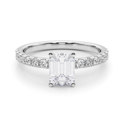 Silver Radiant Solitaire Pavé Band with Four-Prong Setting