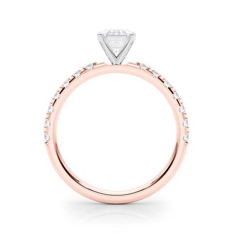 Rose gold Radiant Solitaire Pavé Band with Four-Prong Setting