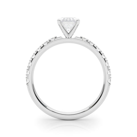 Silver Radiant Solitaire Pavé Band with Four-Prong Setting