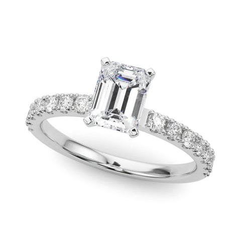 Silver Radiant Solitaire Pavé Band with Four-Prong Setting