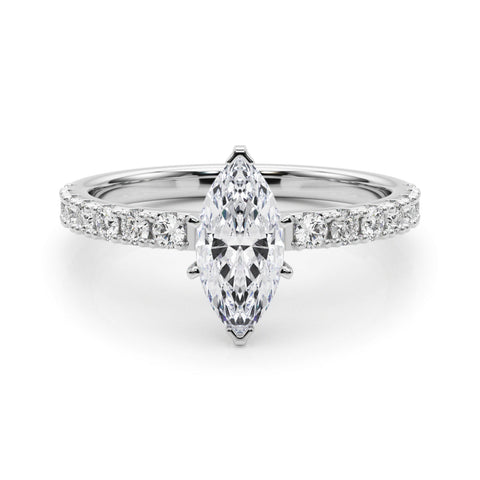 Platinum Marquise Solitaire Pavé Band with Four-Prong Setting