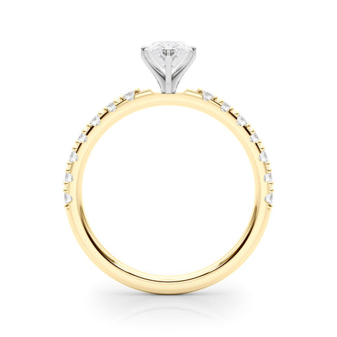 Yellow gold Marquise Solitaire Pavé Band with Four-Prong Setting