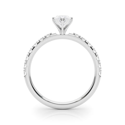Platinum Marquise Solitaire Pavé Band with Four-Prong Setting