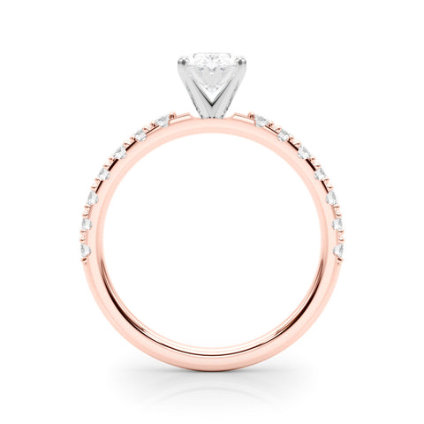 Rose gold Oval Solitaire Pavé Band with Four-Prong Setting