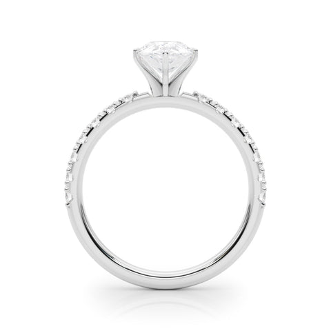 Silver Pear Solitaire Pavé Band with Four-Prong Setting