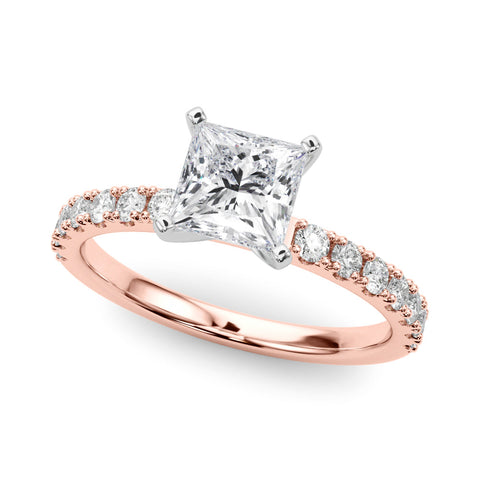 Rose gold Heart Solitaire Pavé Band with Four-Prong Setting